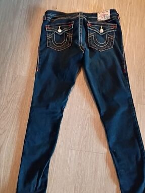 True Religion Dark Blue Skinny Jeans with Contrast Stitching